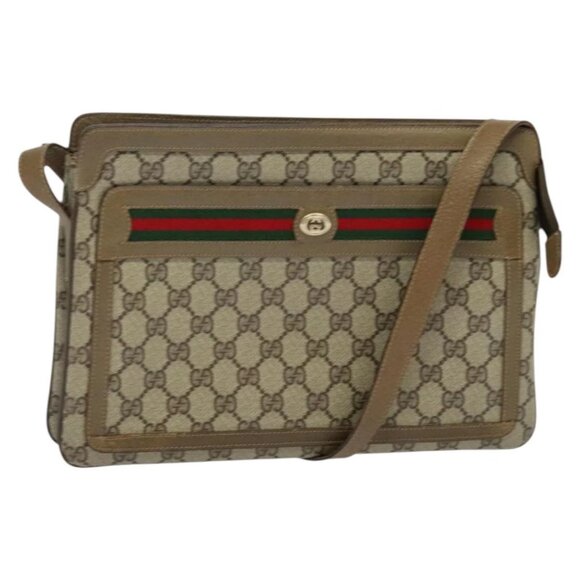 GUCCI GG Supreme Web Sherry Line Shoulder Bag PVC Beige 41 02 090 Auth ki5836 - Picture 2 of 13